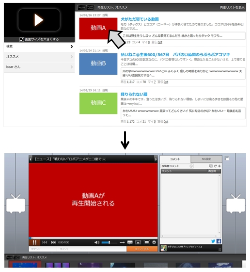 検索結果で動画をクリックした時の動きを変更しました‐ニコニコインフォ