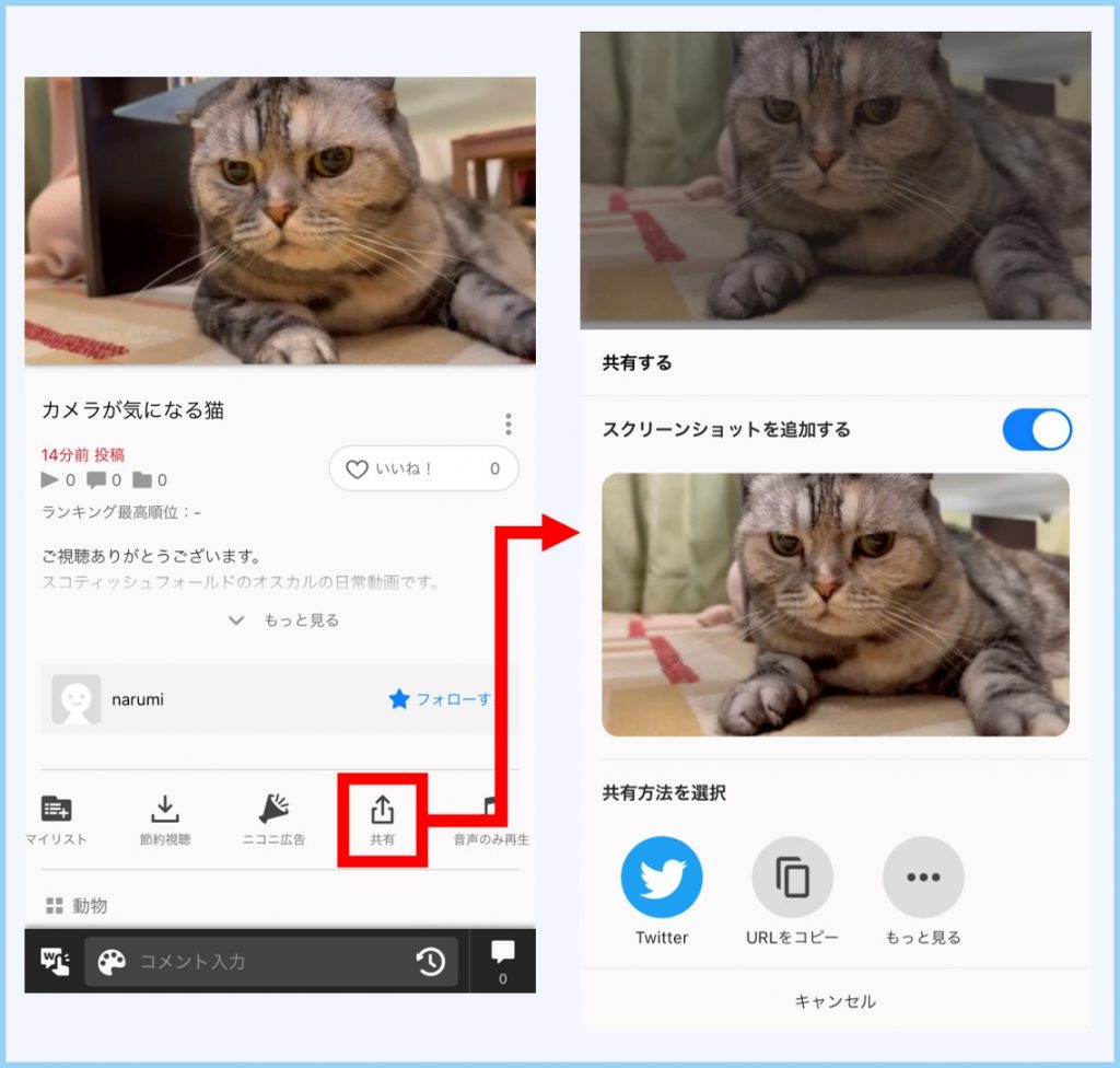 動画のスクリーンショットをtwitterでシェアできるようになりました ニコニコ動画アプリ ニコニコインフォ