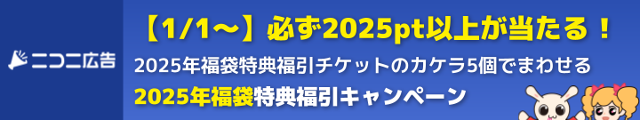 必ず2025pt以上が当たる！2025年福袋特典福引キャンペーン 